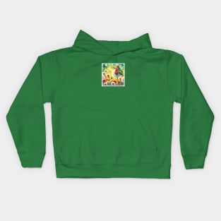 Red-eyed tree frog with dandelions Kids Hoodie